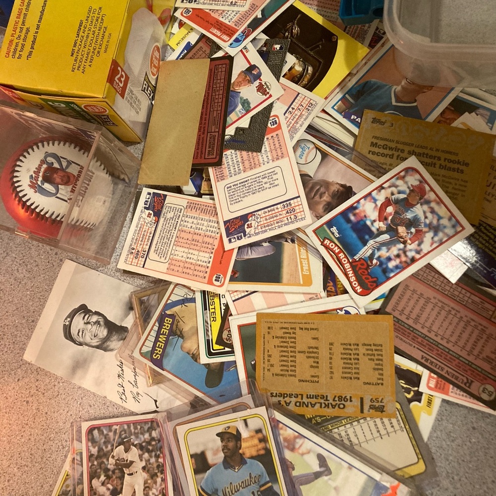 Baseball cards and more all together
